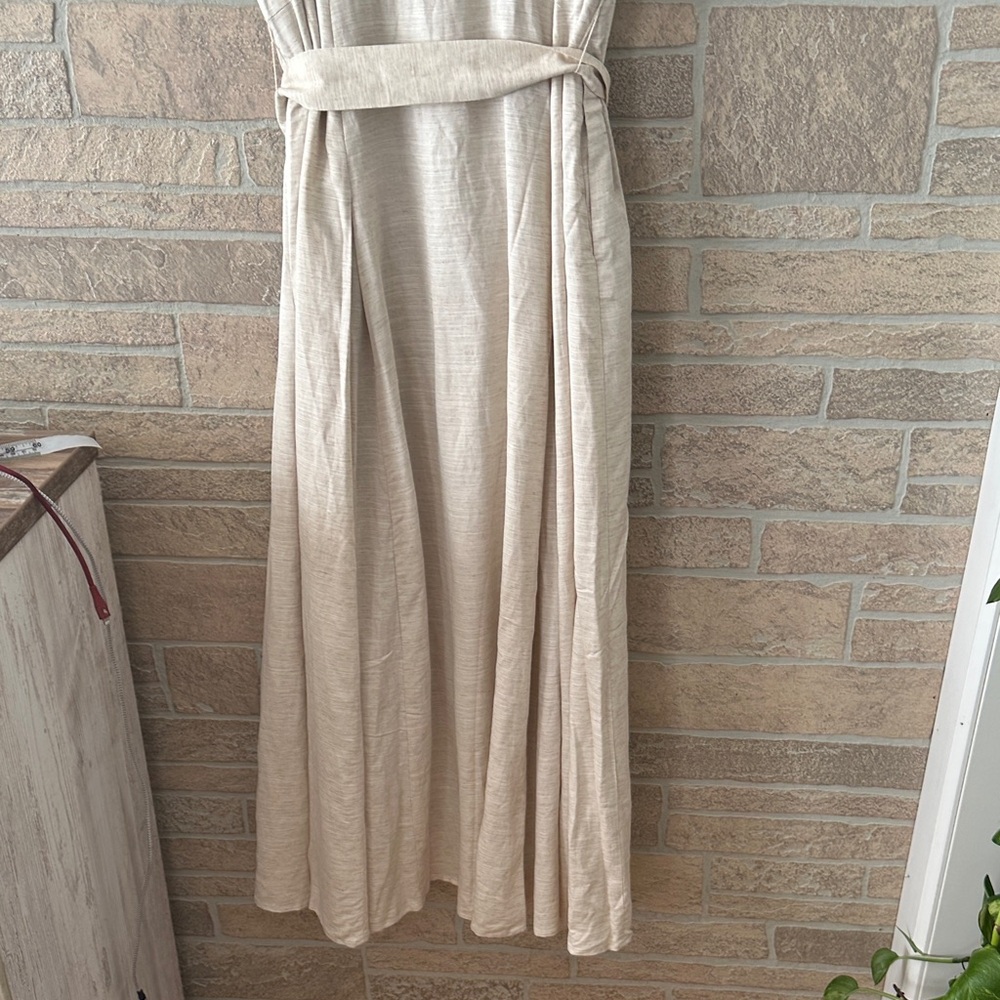 Ted Baker SHIRT DRESS WITH BELT Classic Neutral Rayon Linen - Picture 12 of 13